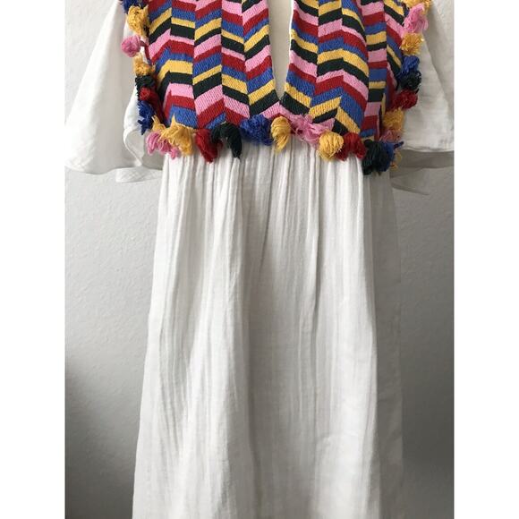 Anthropologie Whit Two Bette Flutter Sleeve Tasseled Mini Dress FLAW - Picture 5 of 12